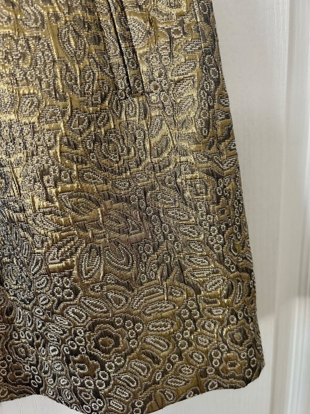 Skirt LOFT Gold Brocade Metallic Mini Glam Rocker - Picture 3 of 9